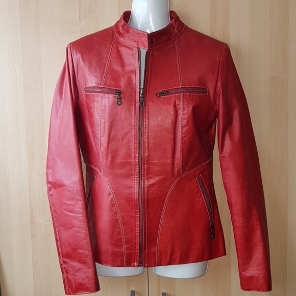 Jackets & Blazers - Red Leather Rider's Jacket